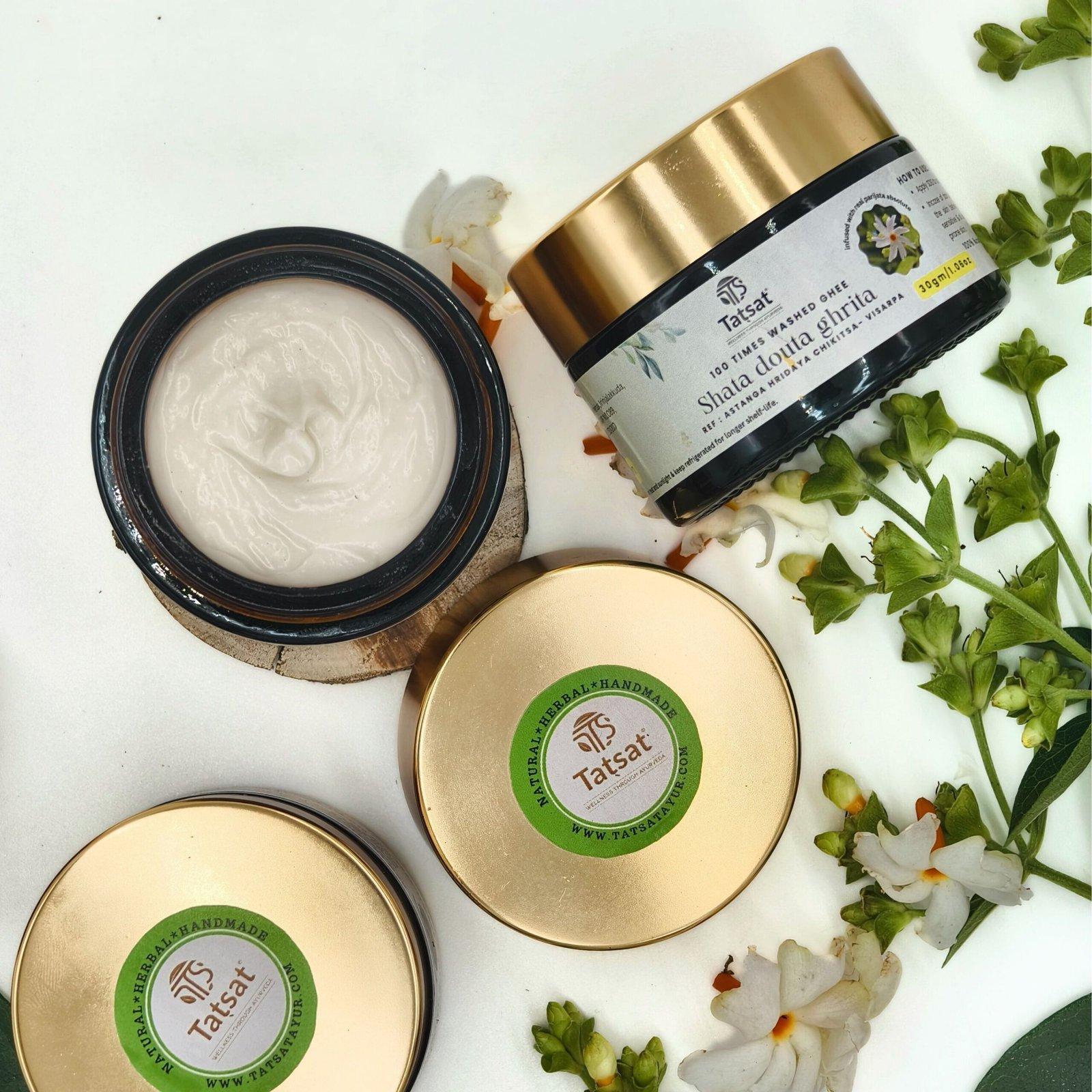Tatsat 100 Times Washed Desi Cow A2 Ghee Moisturizing Cream infused with Rose essential oil 3